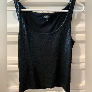 Talbots sleeveless black sequin top, size Small